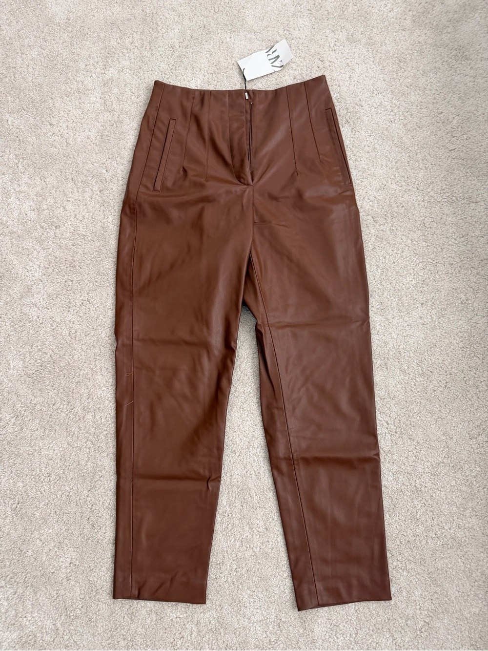 Zara Brown Faux Leather Pants